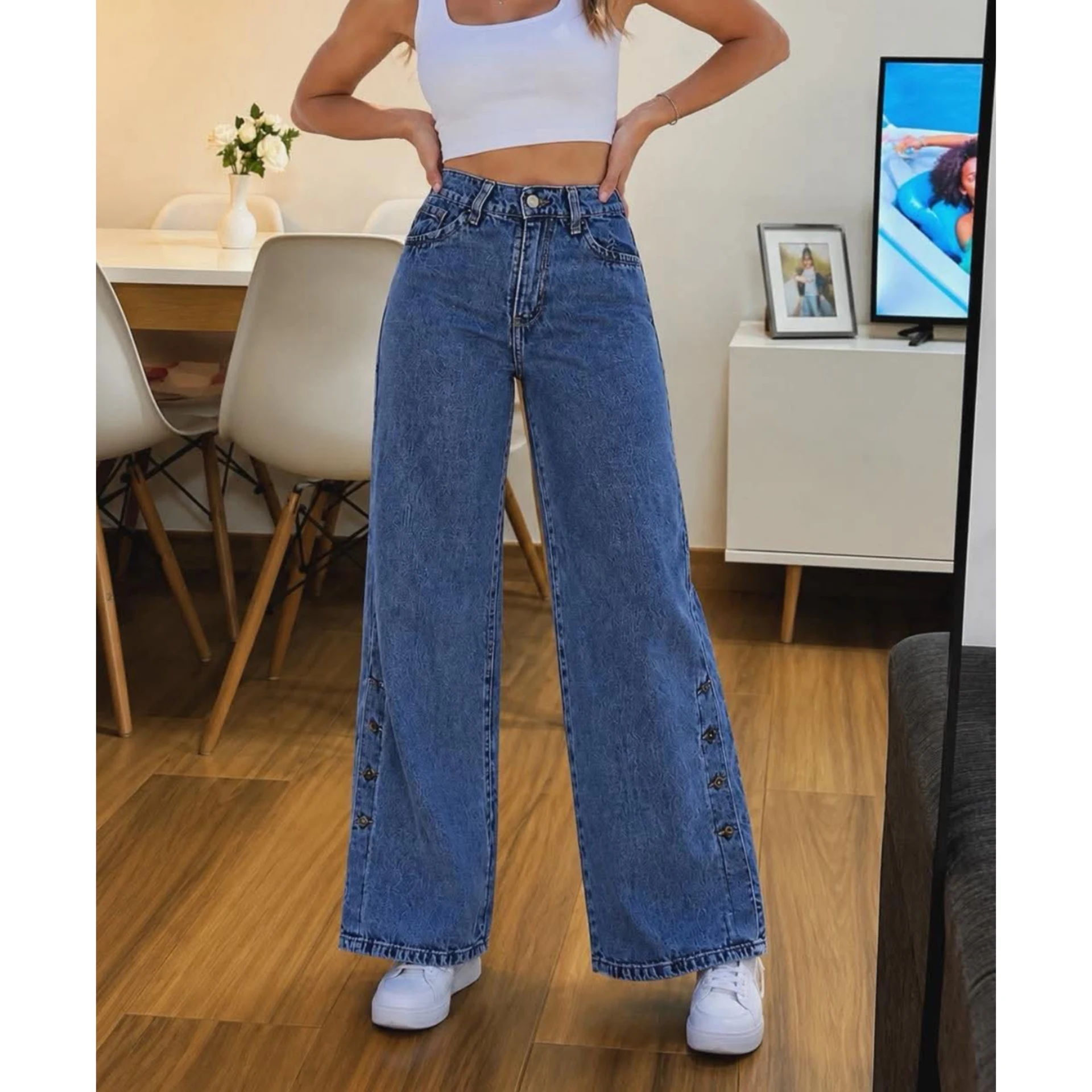 Wide leg con botones