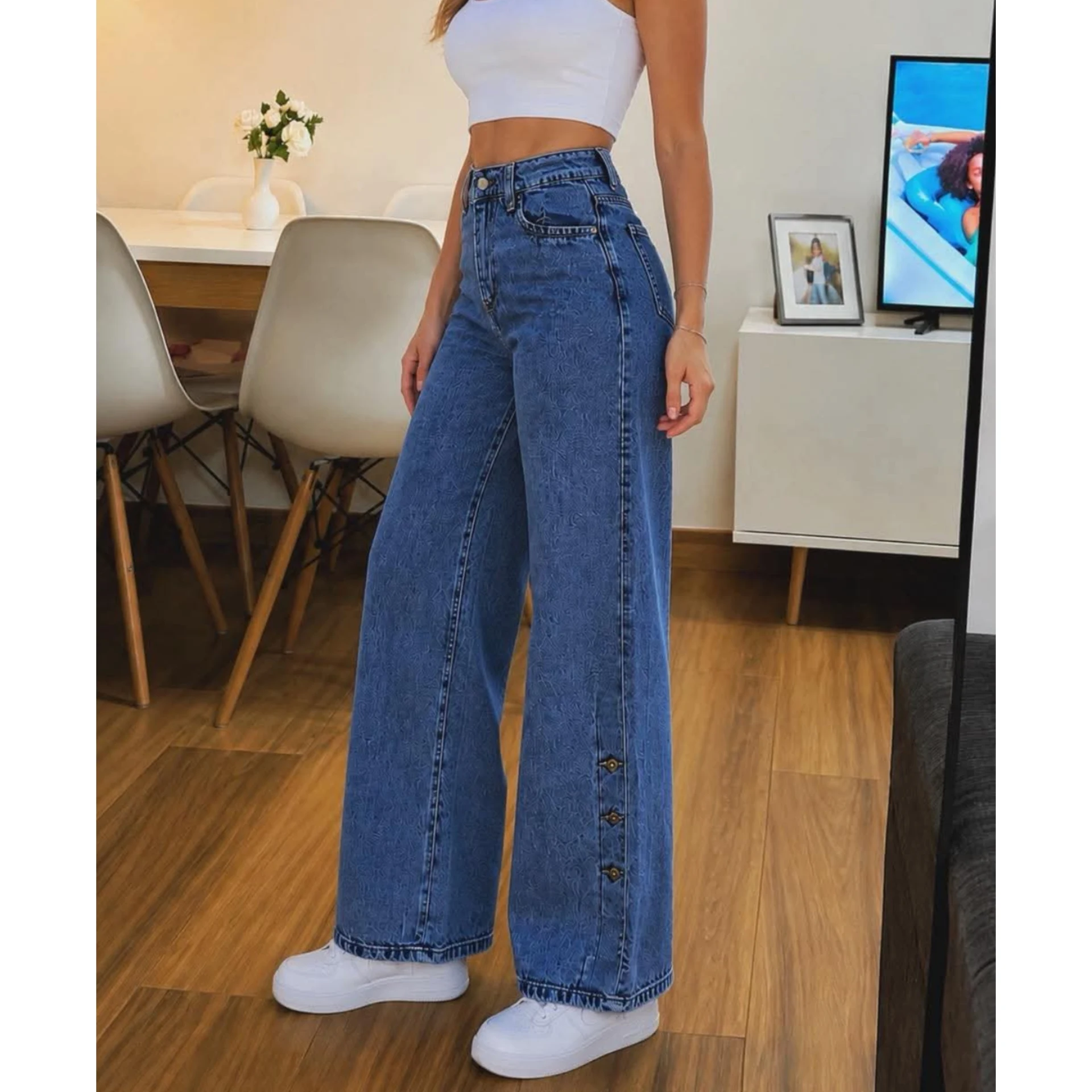 Wide leg con botones